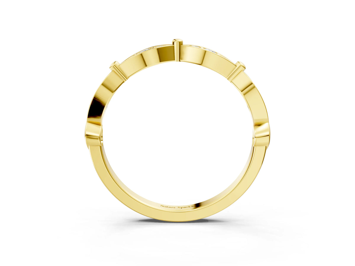 Yellow gold Marquise Diamond Pavé Eternity Band with Bezel Setting