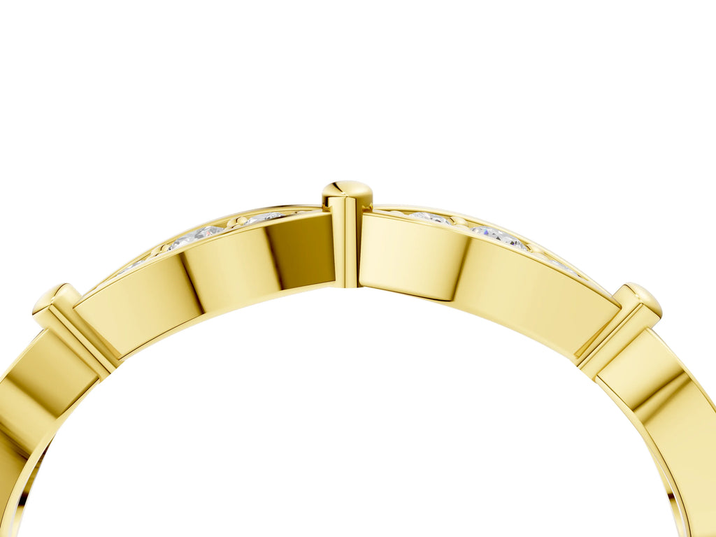 Yellow gold Marquise Diamond Pavé Eternity Band with Bezel Setting