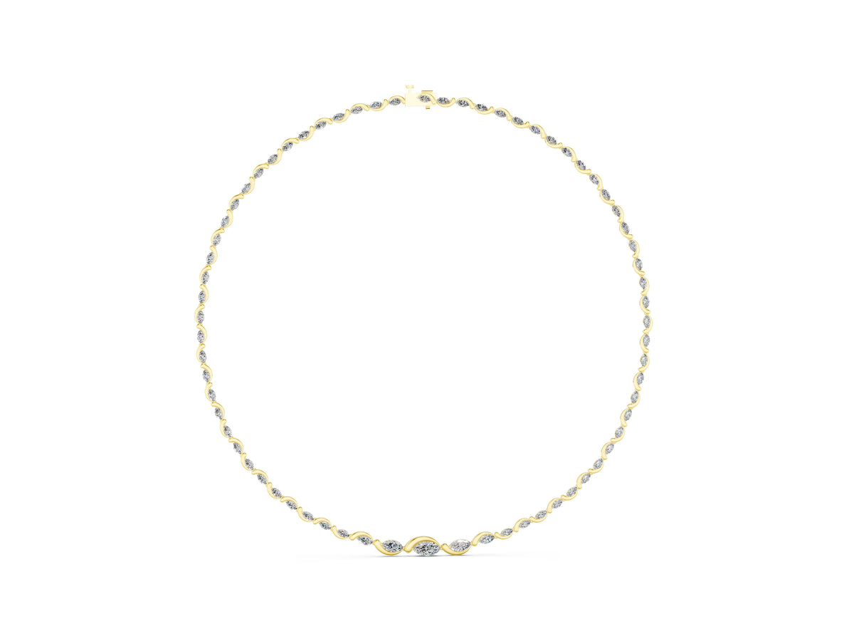 Yellow gold Marquise Diamond Riviera Necklace