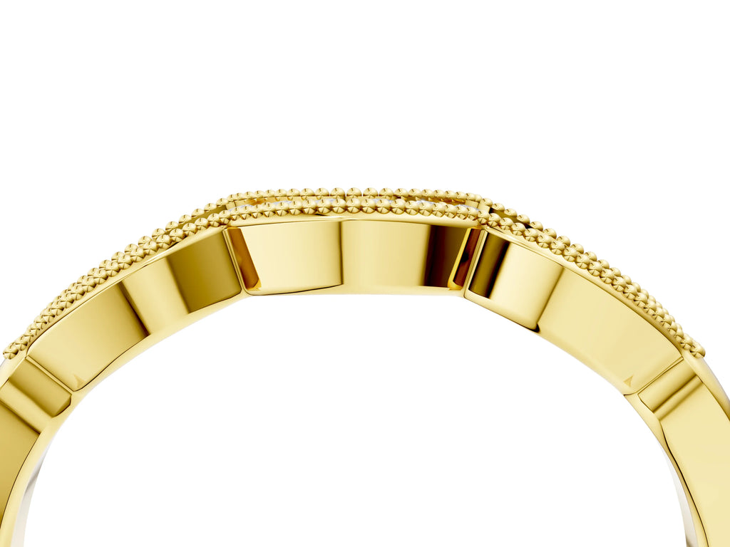 Yellow gold Milgrain Pavé Round Diamond Curved Band