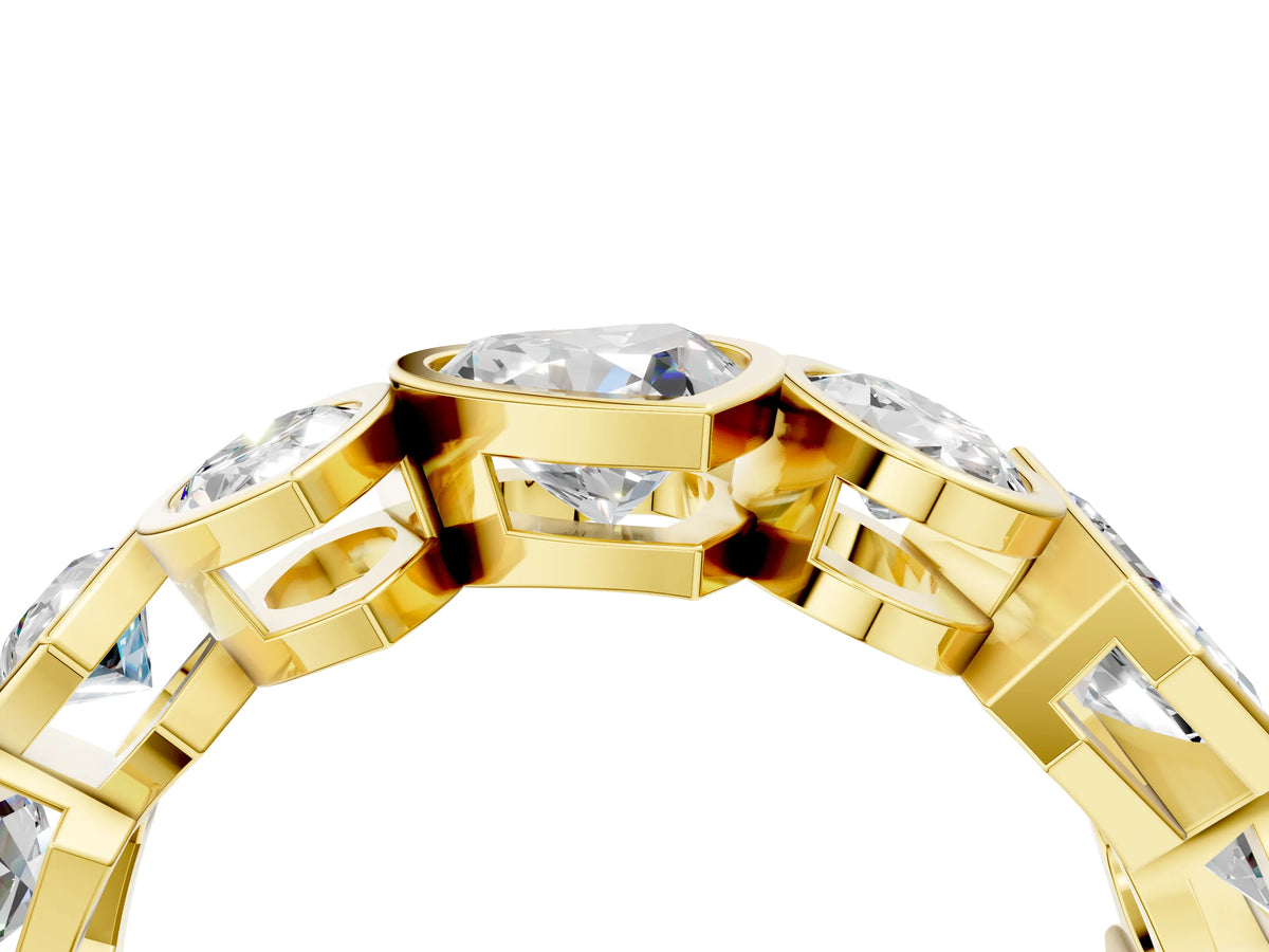 Yellow gold Mixed Shape Diamond Bezel Set Eternity Wedding Band