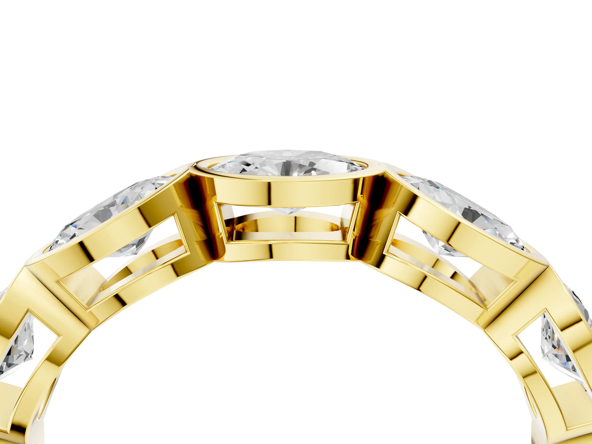 Yellow gold Oval Diamond Bezel Set Eternity Wedding Band