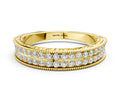 Yellow gold Pavé Round Diamond Eternity Band with Milgrain Edge
