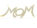 Yellow gold Pavé Round Diamond Script Pendant with Prong Setting