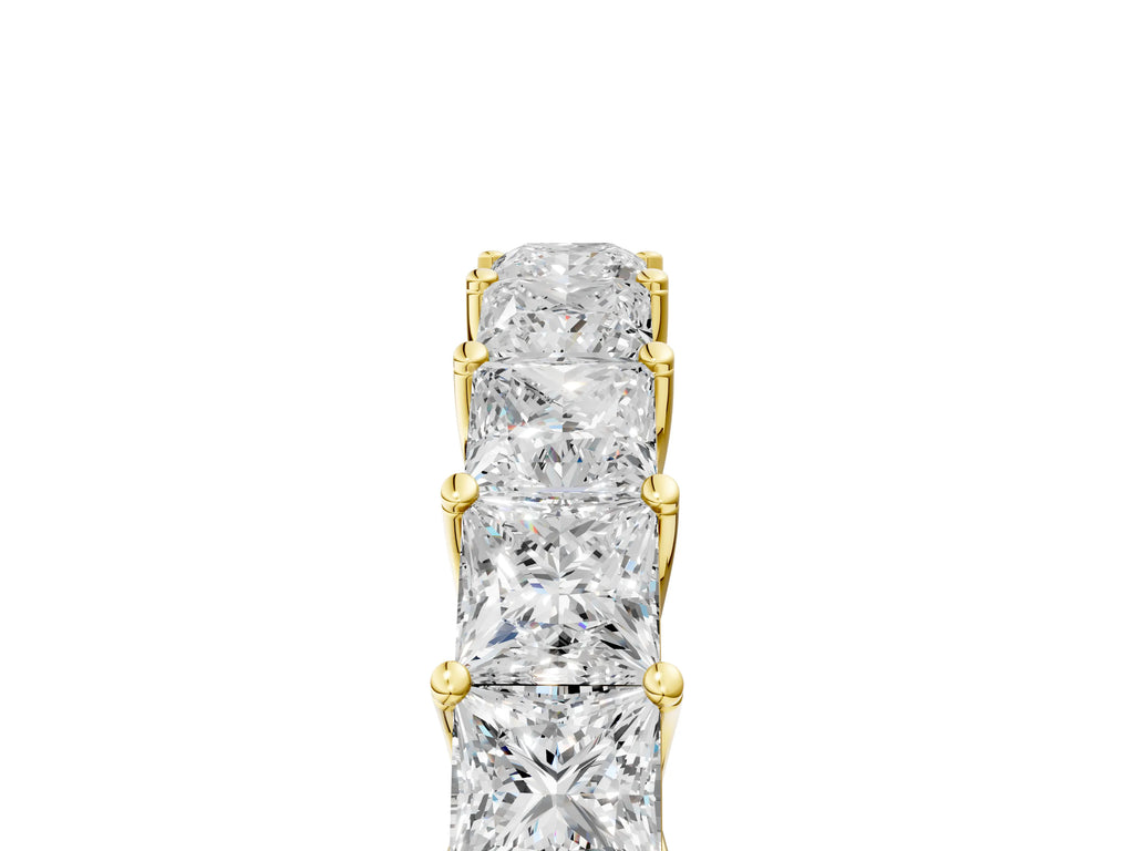 Yellow gold Princess Cut Diamond Channel-Set Eternity Band with Prong Setting