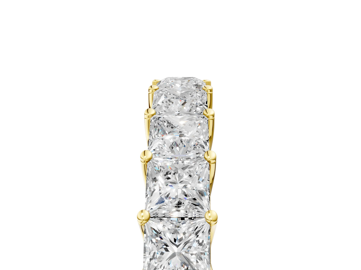 Yellow gold Princess Cut Diamond Channel-Set Eternity Band with Prong Setting