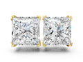 Yellow gold Princess Cut Diamond Stud Earrings