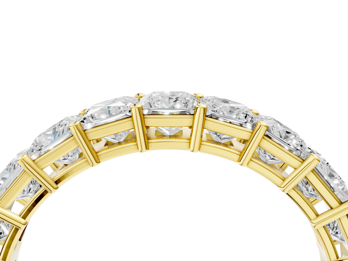 Yellow gold Princess cut diamond Half Eternity Band with Shared Prong Setting