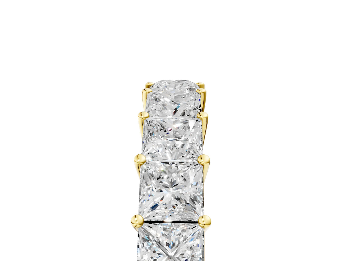 Yellow gold Princess cut diamond Half Eternity Band with Shared Prong Setting