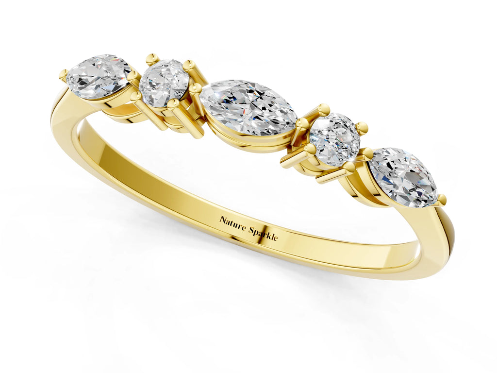 Yellow gold Prong Set Round Diamond Half-Eternity Band