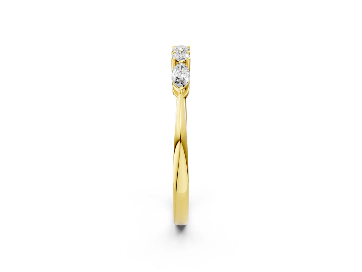 Yellow gold Prong Set Round Diamond Half-Eternity Band