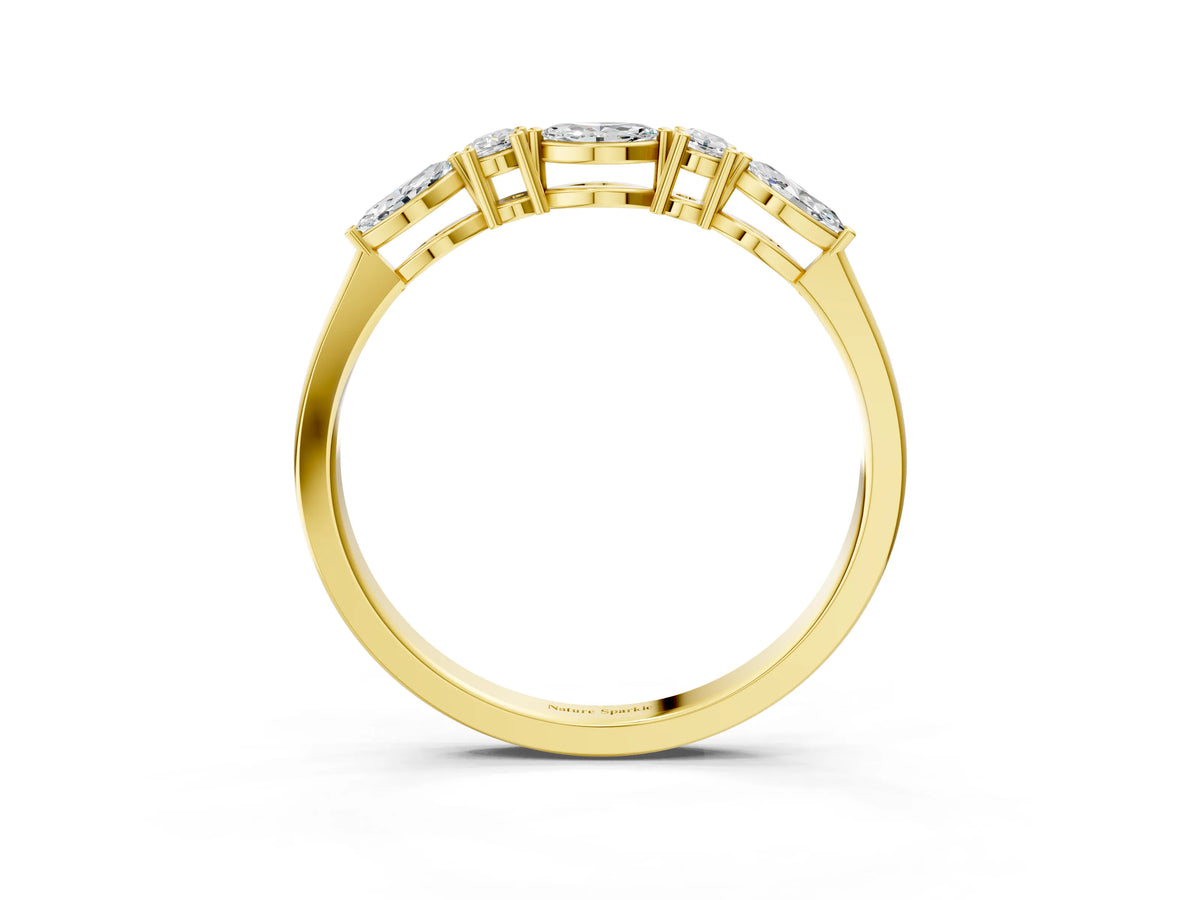 Yellow gold Prong Set Round Diamond Half-Eternity Band
