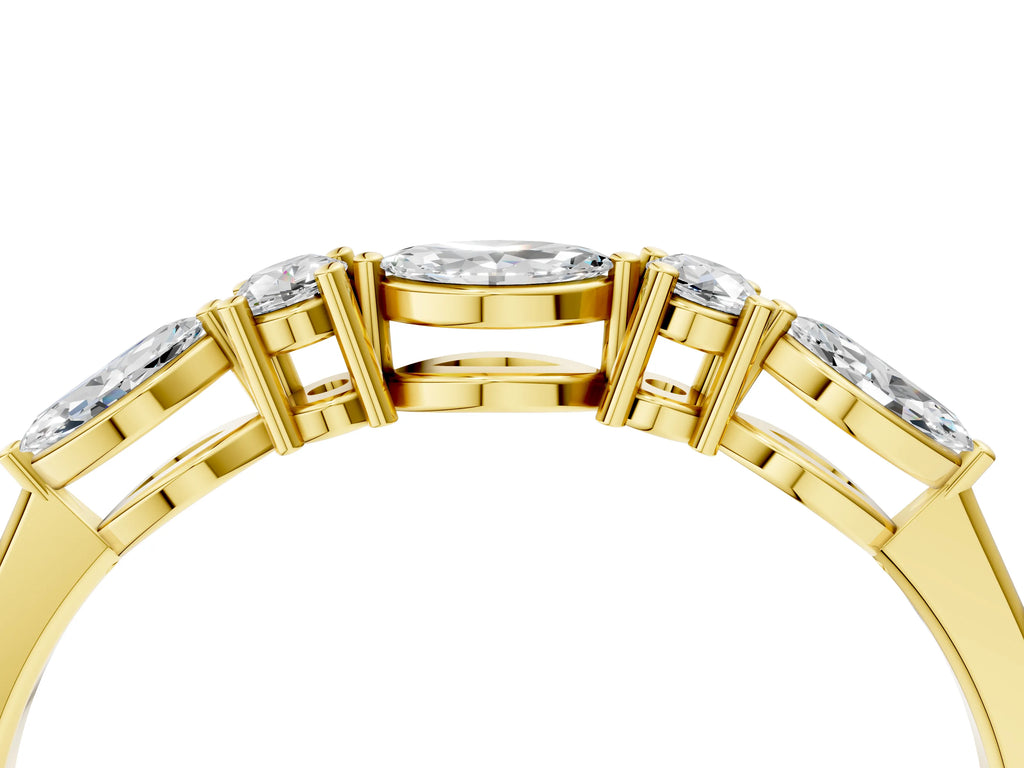 Yellow gold Prong Set Round Diamond Half-Eternity Band