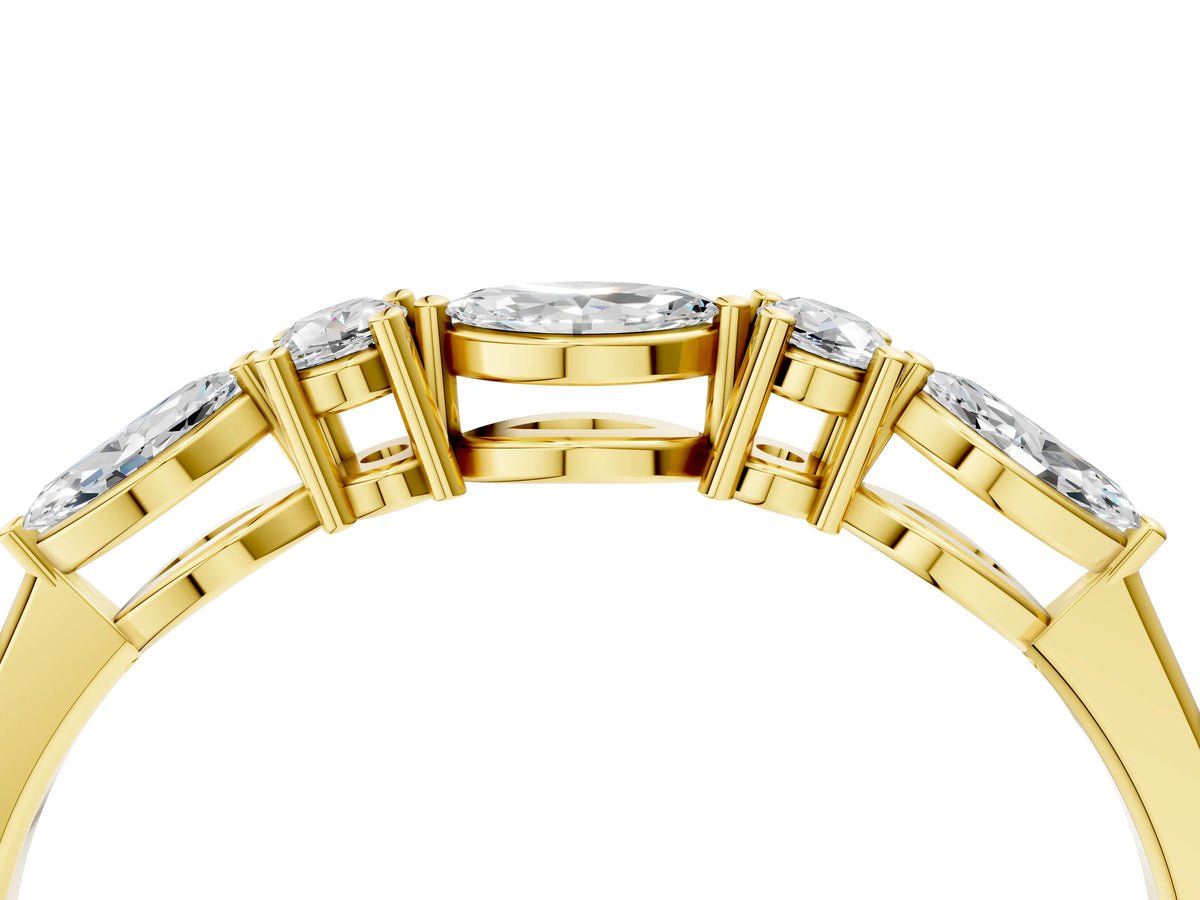 Yellow gold Prong Set Round Diamond Half-Eternity Band