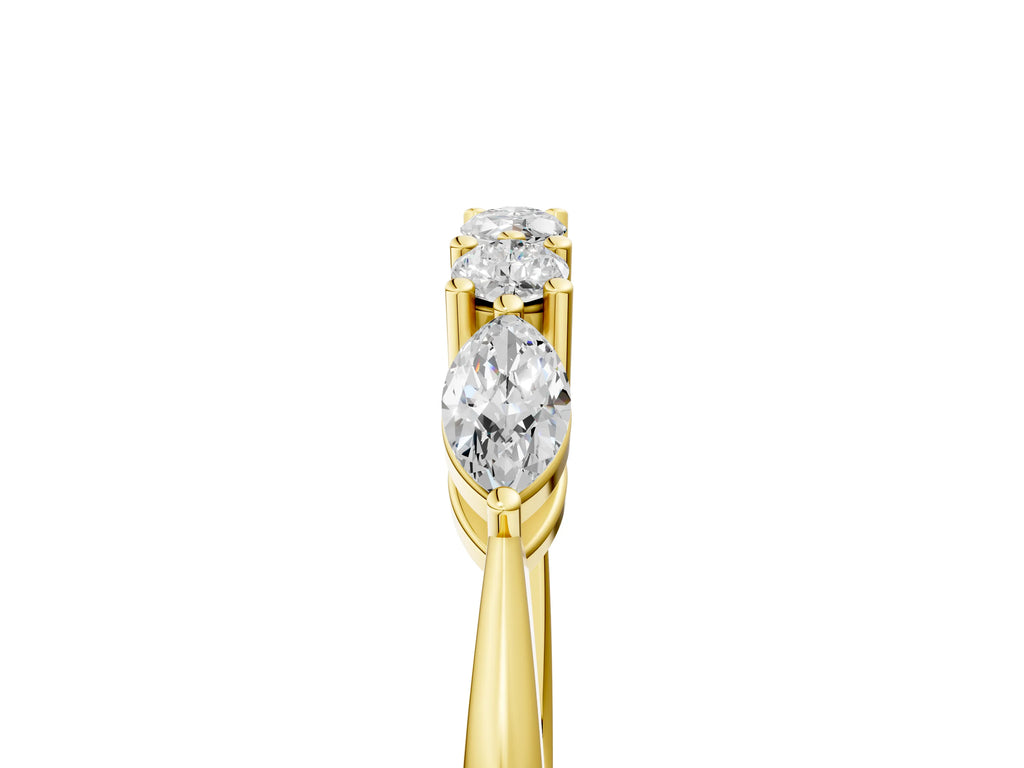 Yellow gold Prong Set Round Diamond Half-Eternity Band