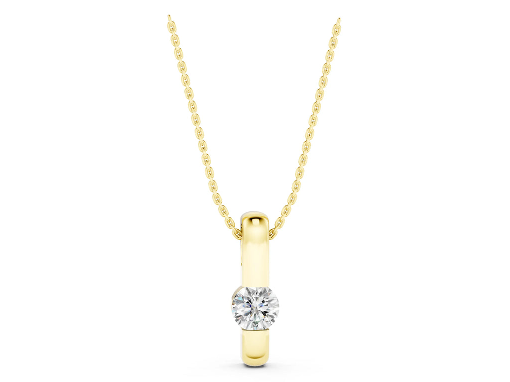 Yellow gold Round Bezel-Set Diamond Pendant