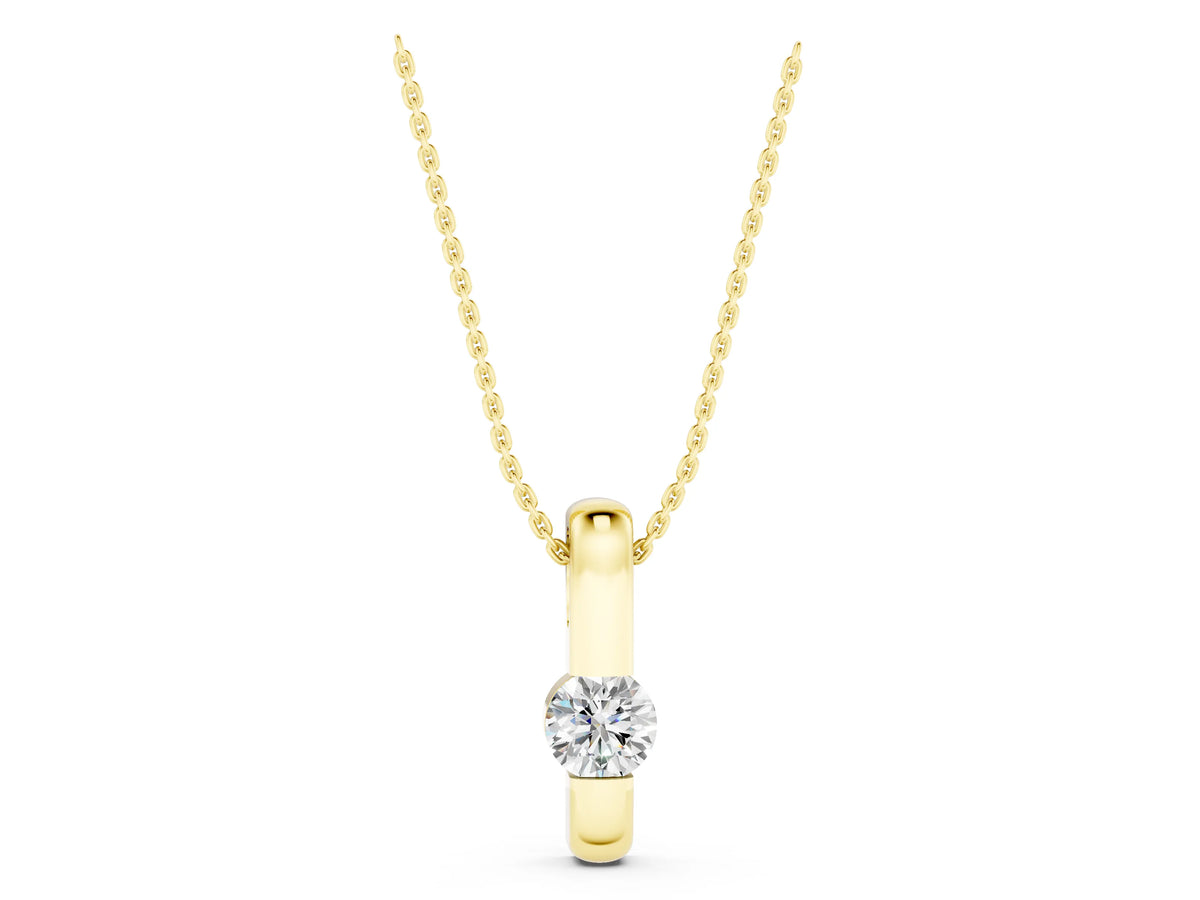 Yellow gold Round Bezel-Set Diamond Pendant