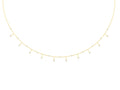 Yellow gold Round Bezel Set Diamond Station Necklace with Cable Chain