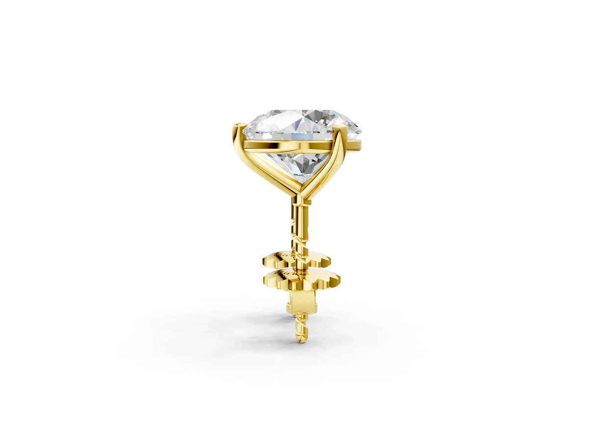 Yellow gold Round Brilliant Diamond Martini Stud Earrings