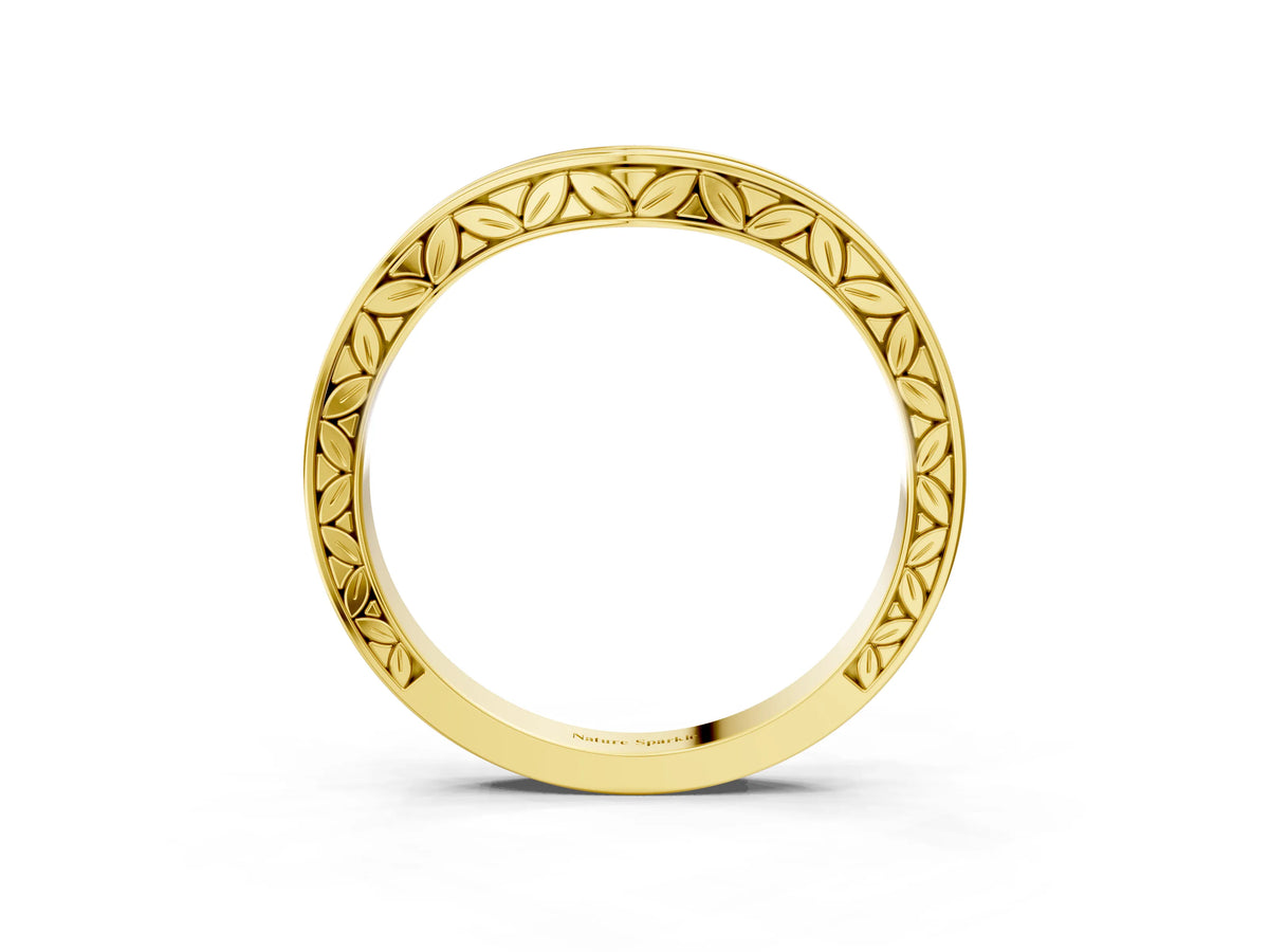 Yellow gold Round Cut Channel Set Wave Band with Pavé Setting