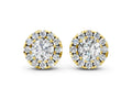 Yellow gold Round Cut Diamond Halo Stud Earrings