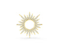 Yellow gold Round Cut Diamond Sunburst Pendant with Pavé Setting