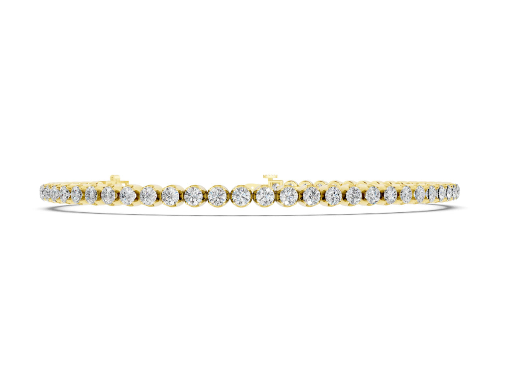 Yellow gold Round Diamond Bezel Tennis Bracelet