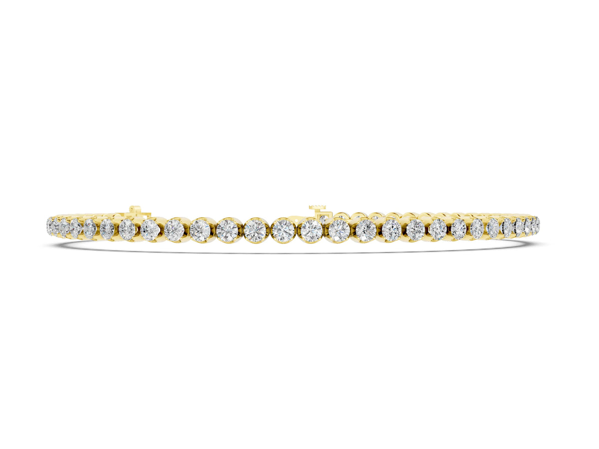 Yellow gold Round Diamond Bezel Tennis Bracelet