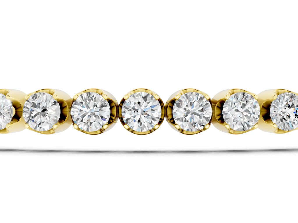 Yellow gold Round Diamond Bezel Tennis Bracelet