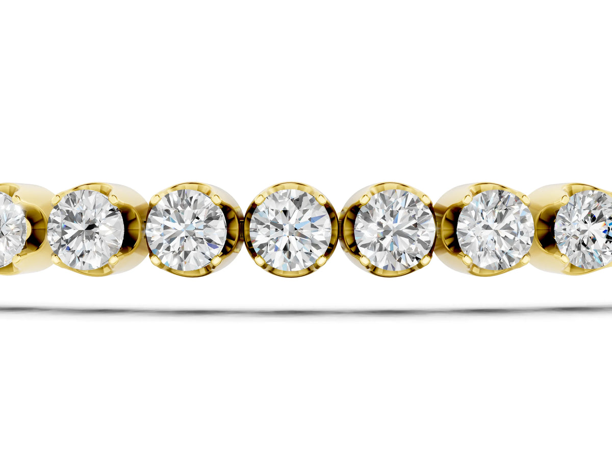 Yellow gold Round Diamond Bezel Tennis Bracelet