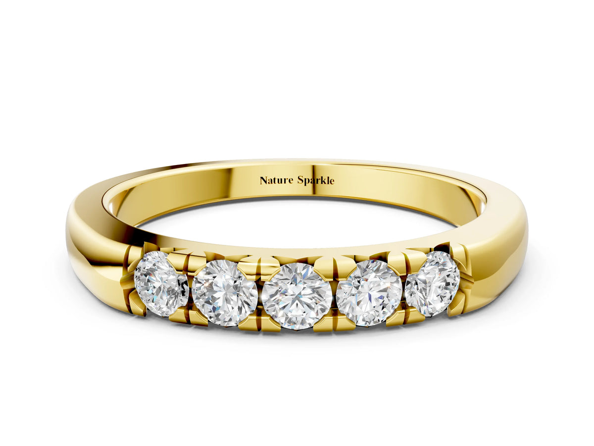 Yellow gold Round Diamond Channel Set Half Eternity Band