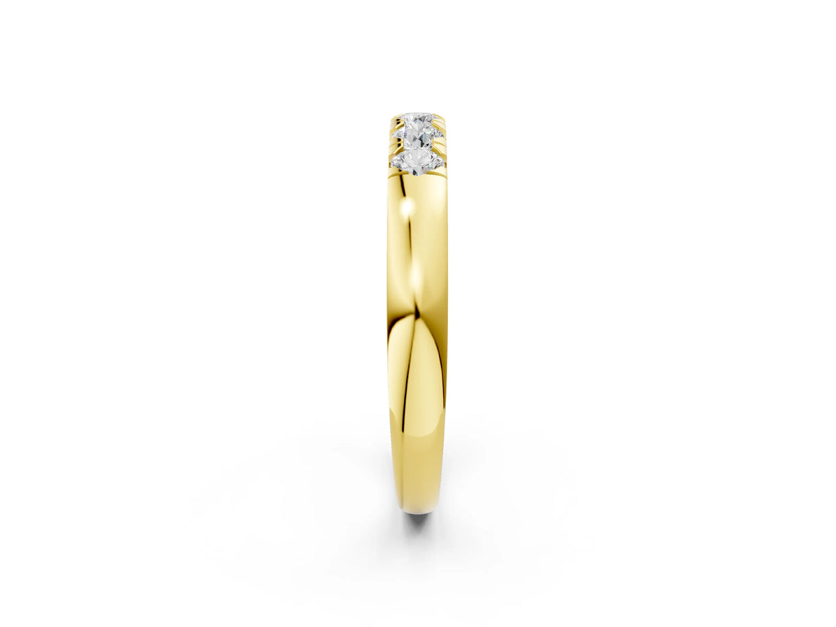 Yellow gold Round Diamond Channel Set Half Eternity Band