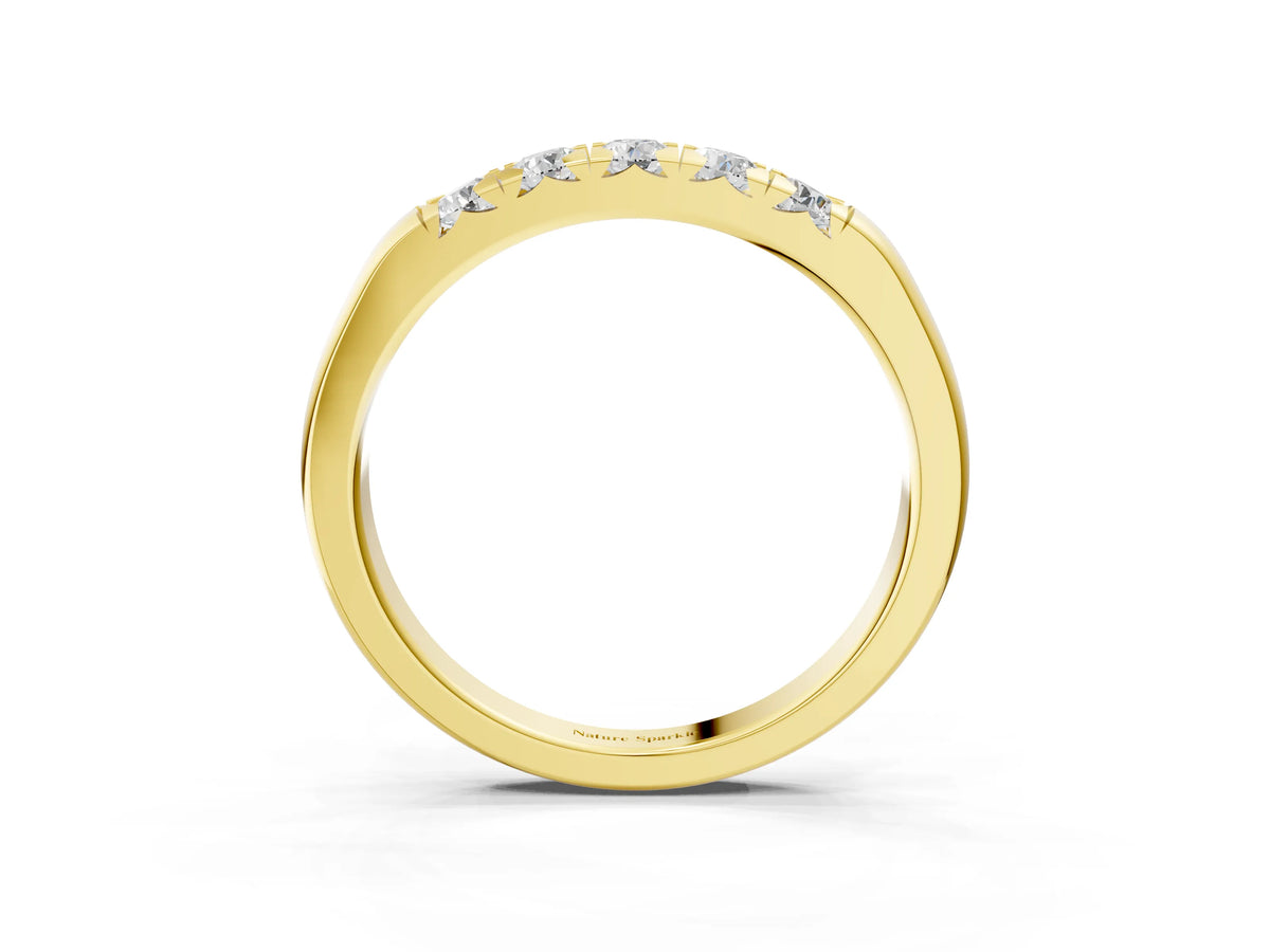 Yellow gold Round Diamond Channel Set Half Eternity Band