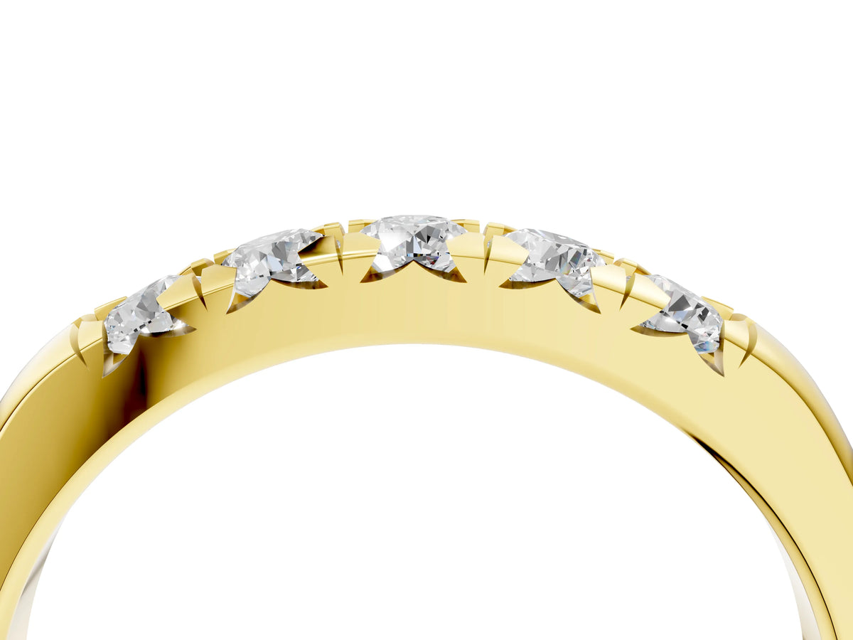 Yellow gold Round Diamond Channel Set Half Eternity Band