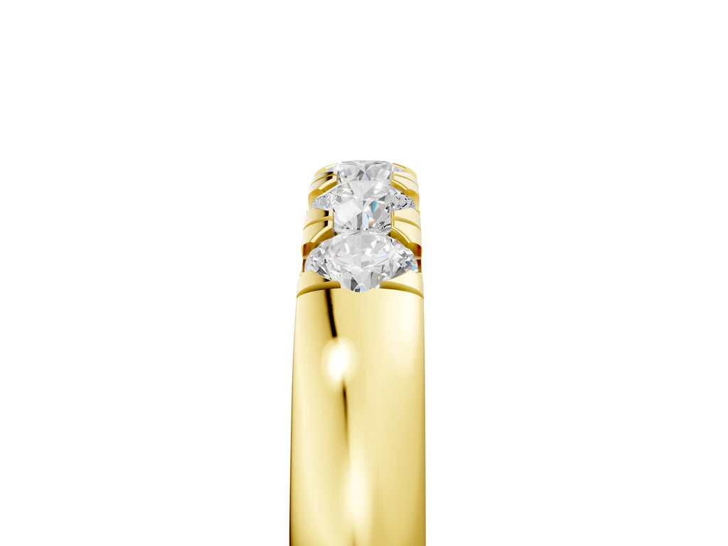 Yellow gold Round Diamond Channel Set Half Eternity Band