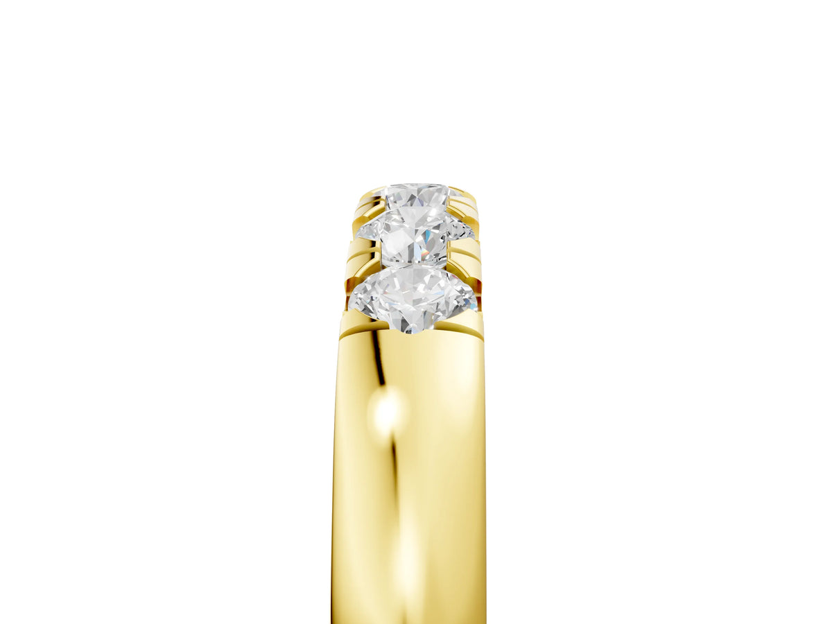 Yellow gold Round Diamond Channel Set Half Eternity Band