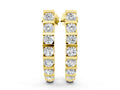 Yellow gold Round Diamond Channel-Set Hoop Earrings with Bar Prong Setting