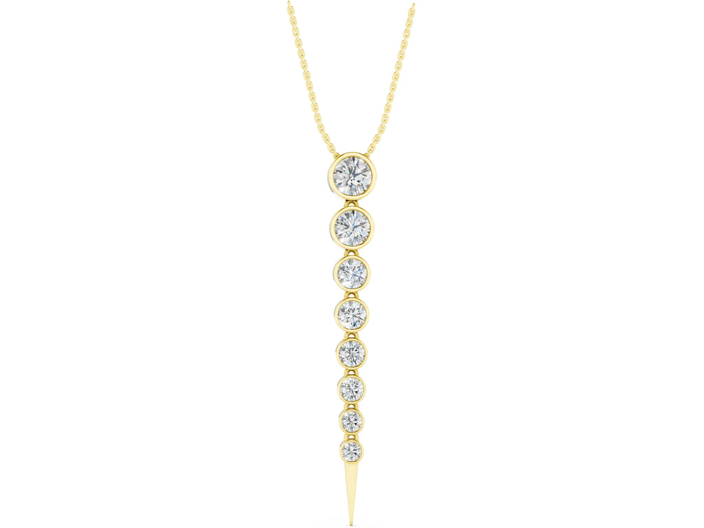 Yellow gold Round Diamond Drop Necklace with Bezel Setting
