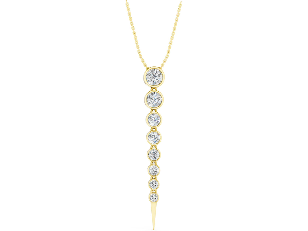Yellow gold Round Diamond Drop Necklace with Bezel Setting