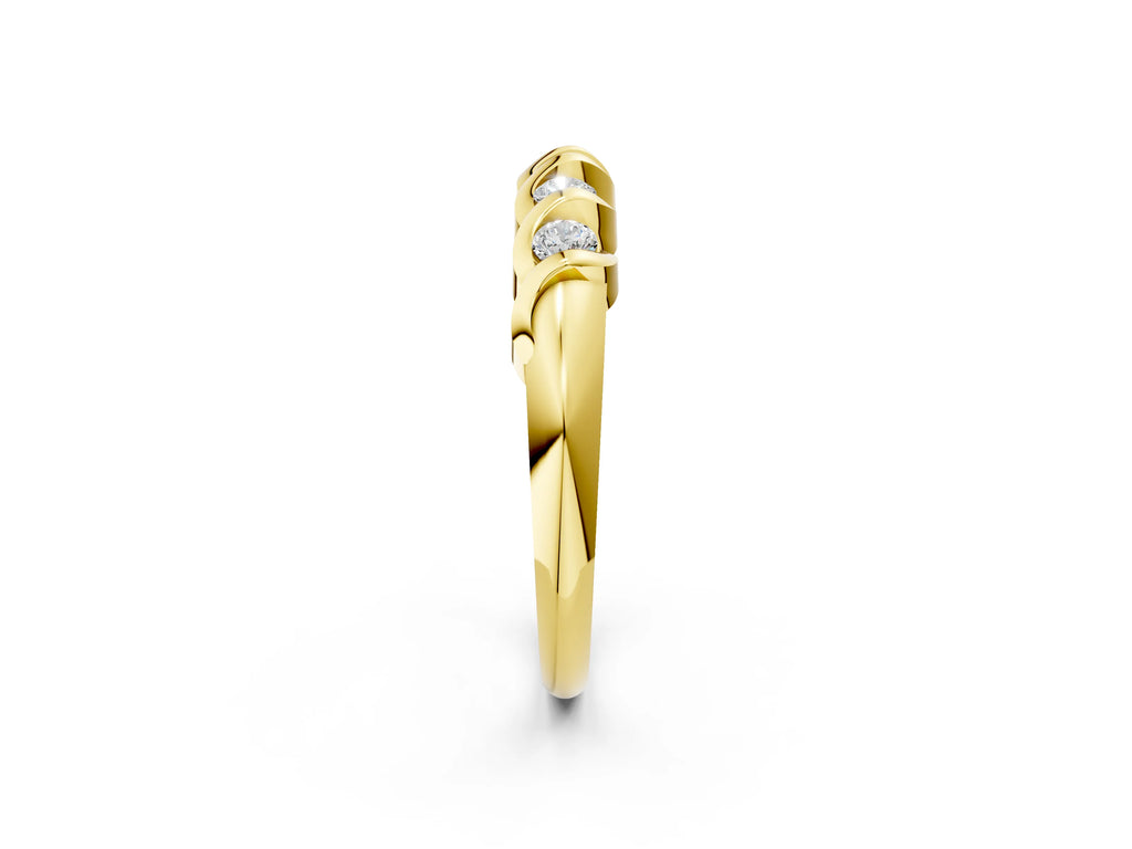 Yellow gold Round Diamond Eternity Band with Twist Prong Setting