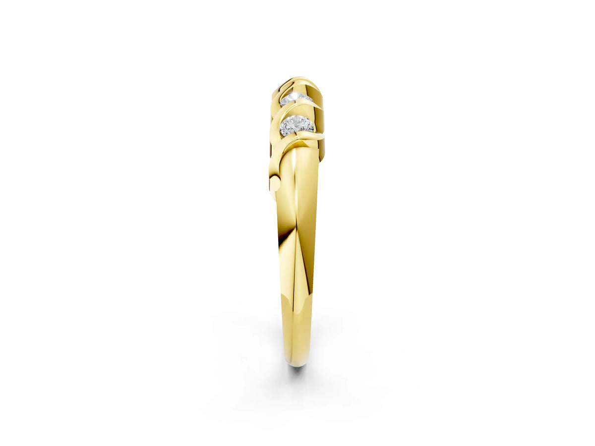 Yellow gold Round Diamond Eternity Band with Twist Prong Setting