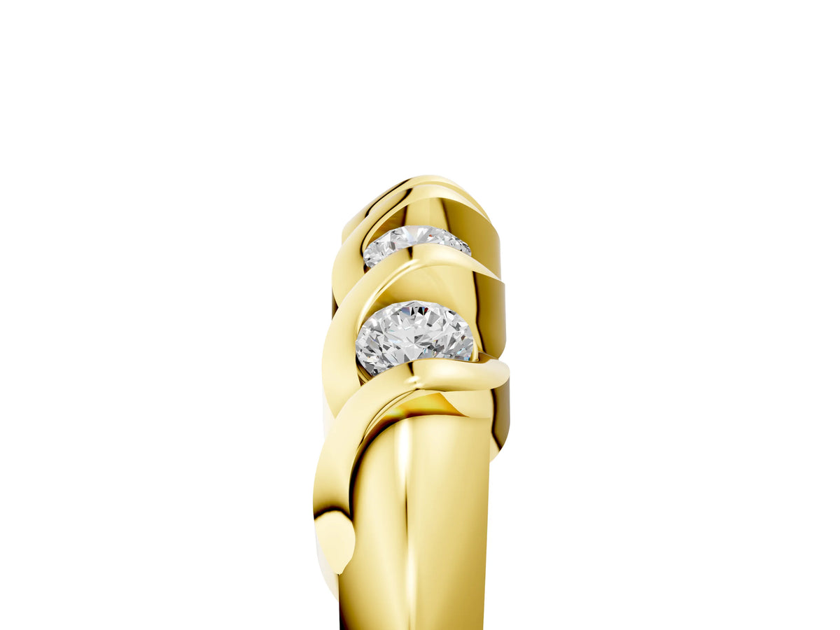 Yellow gold Round Diamond Eternity Band with Twist Prong Setting