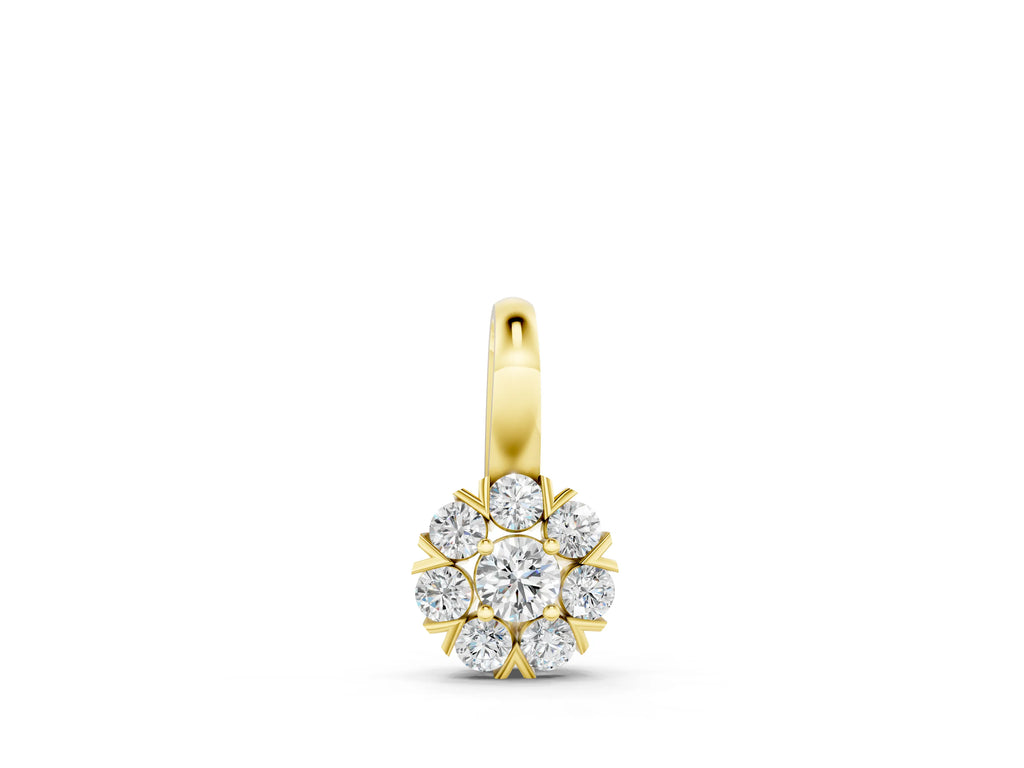 Yellow gold Round Diamond Floral Cluster Pendant with Prong Setting