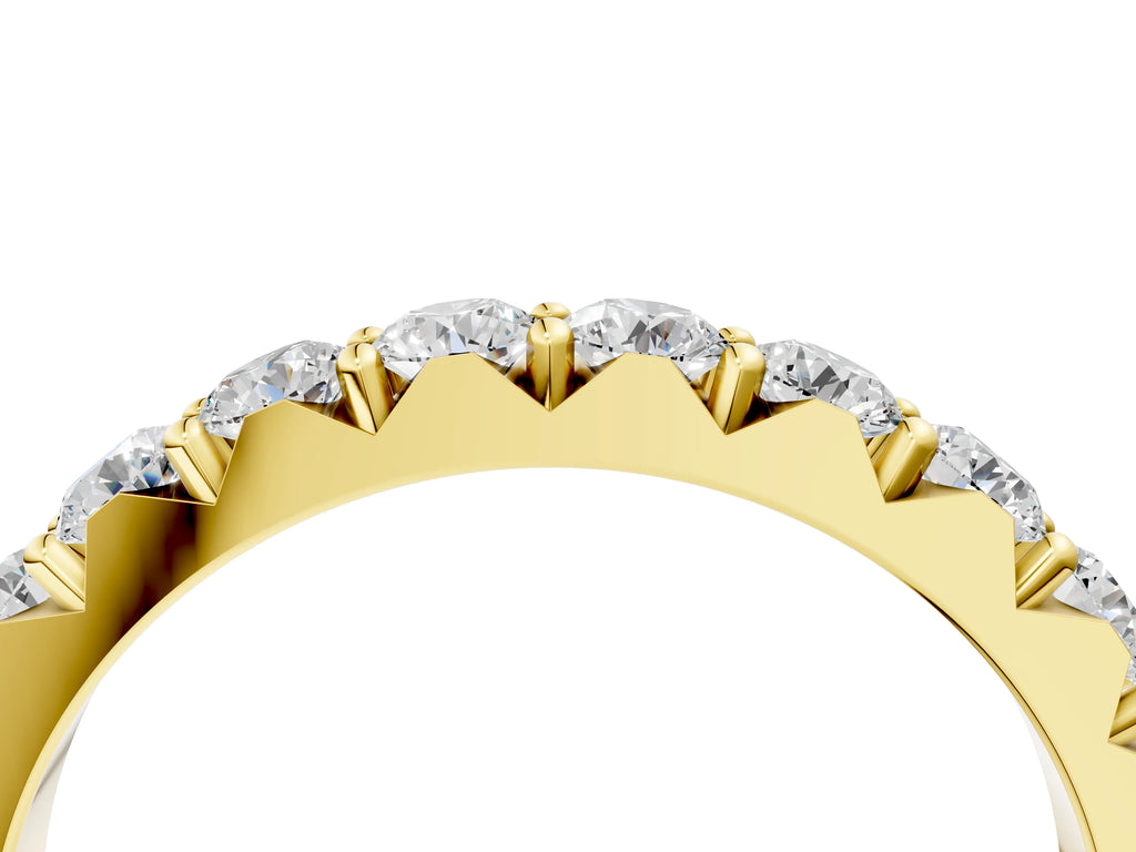 Yellow gold Round Diamond Half Eternity Band with Classic Prong Setting