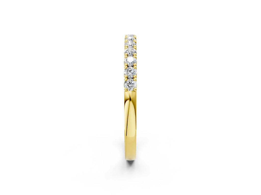 Yellow gold Round Diamond Half-Eternity Band with Shared Prong Setting