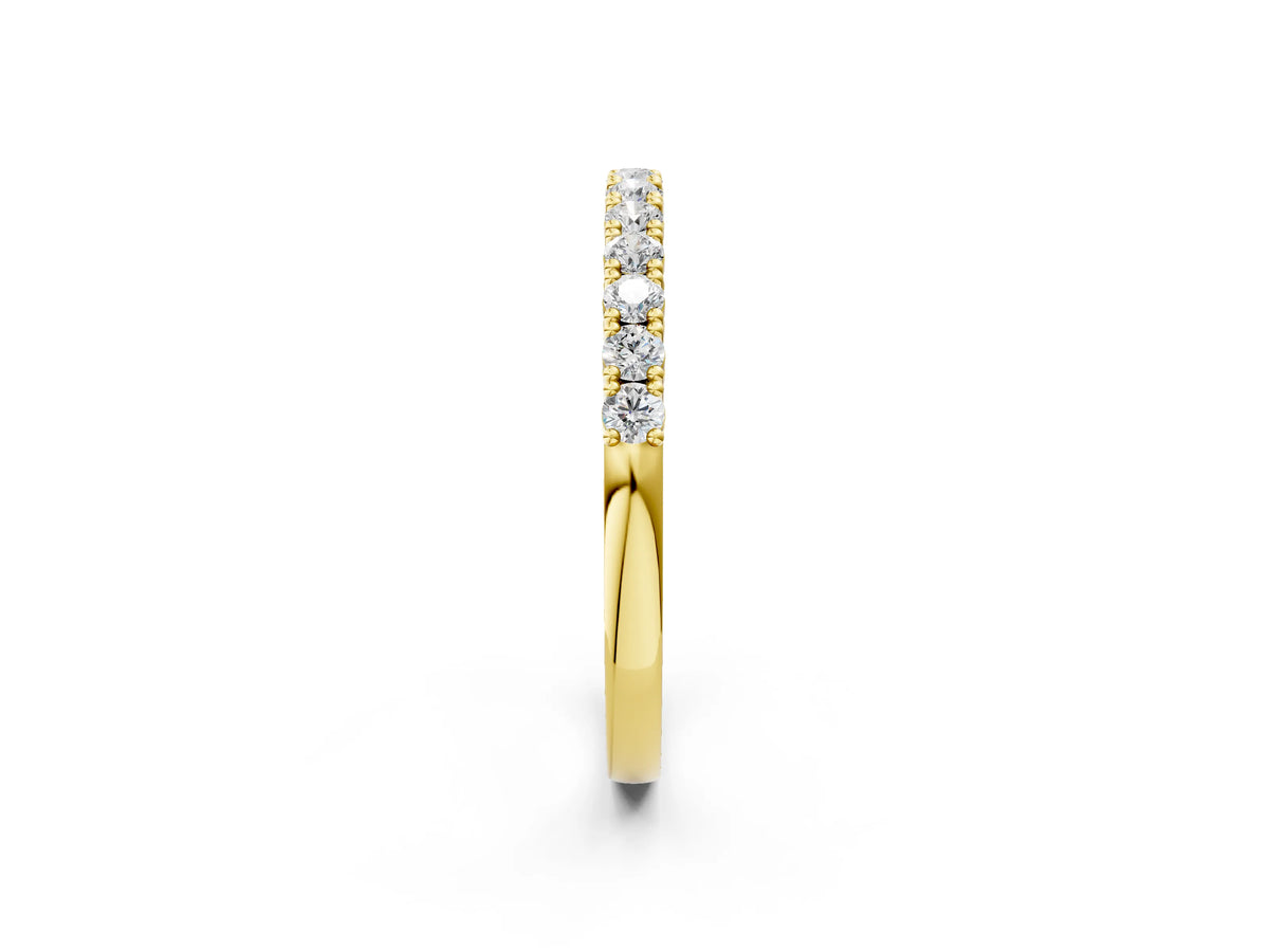 Yellow gold Round Diamond Half-Eternity Band with Shared Prong Setting