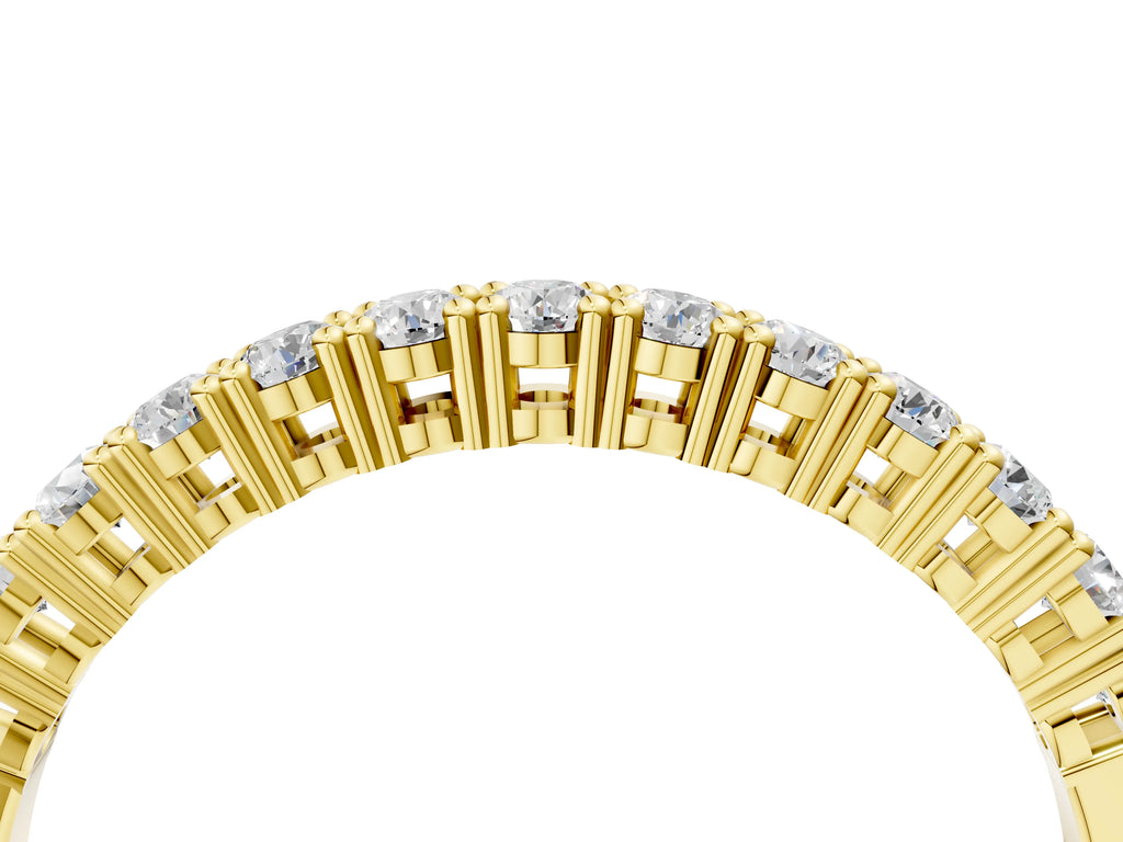 Yellow gold Round Diamond Half-Eternity Band with Shared Prong Setting