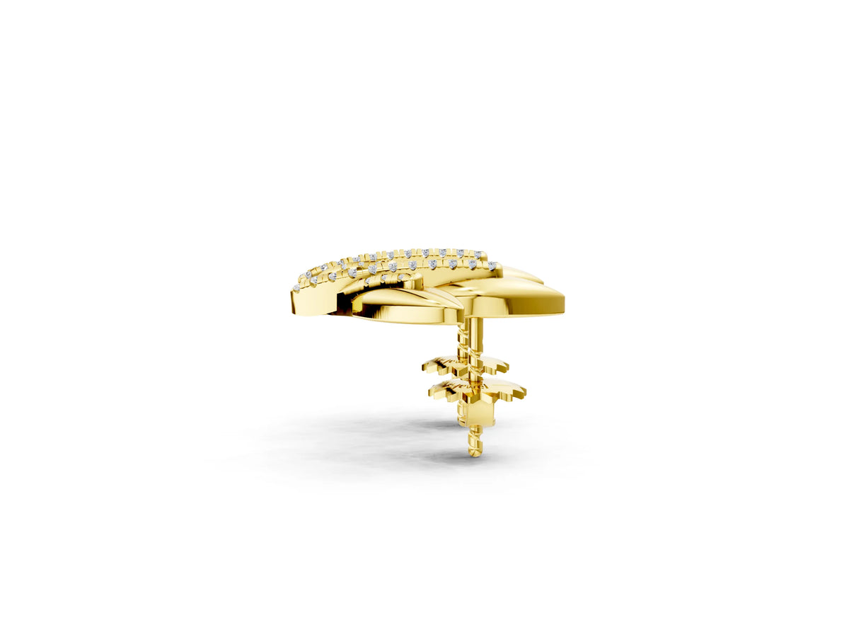 Yellow gold Round Diamond Olive Branch Stud Earrings