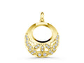 Yellow gold Round Diamond Pavé Leaf Filigree Pendant