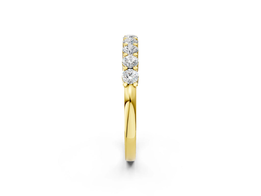 Yellow gold Round Diamond Prong Set Half-Eternity Band